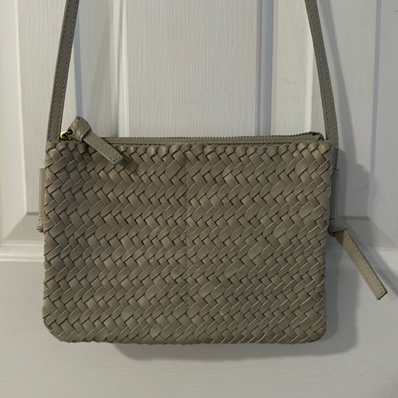 100% Leather Madewell Sage Green The Knotted Woven Crossbody Purse Bag - Picture 2 of 8
